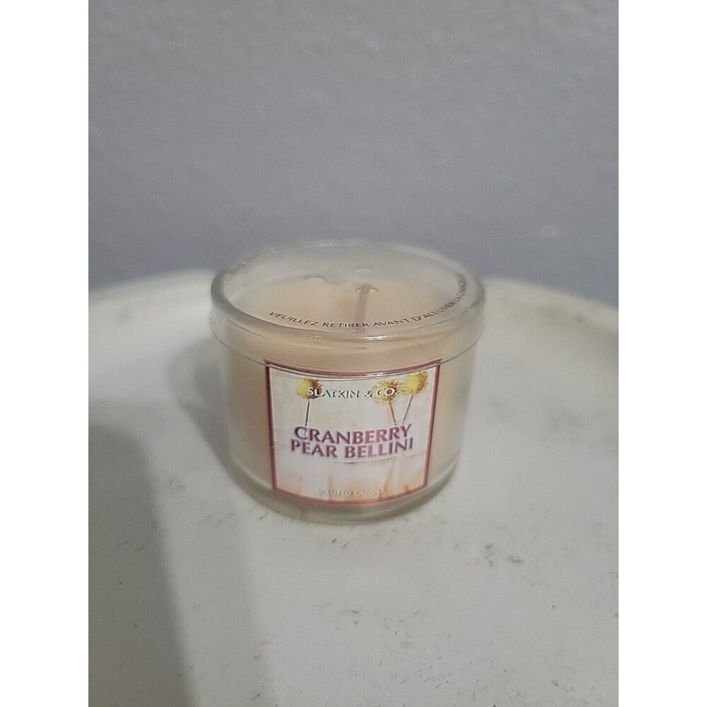 1 Bath & Body Works Slatkin CRANBERRY PEAR BELLINI Scented Candle 1.3 oz/36g New